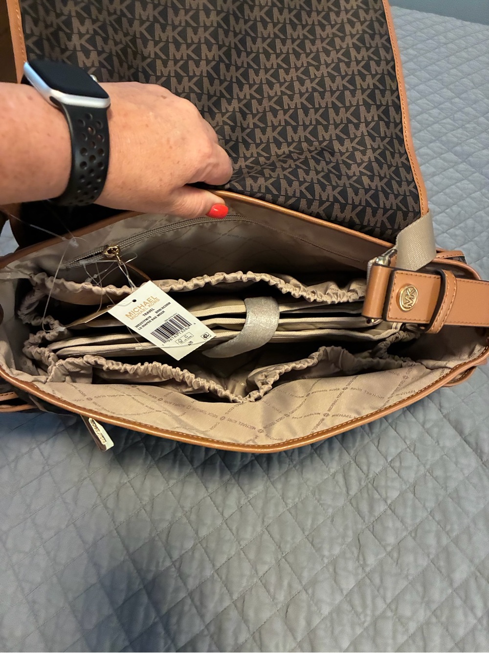 Michael Kors Brown/Acorn Large Messenger Diaper Bag - Picture 7 of 9